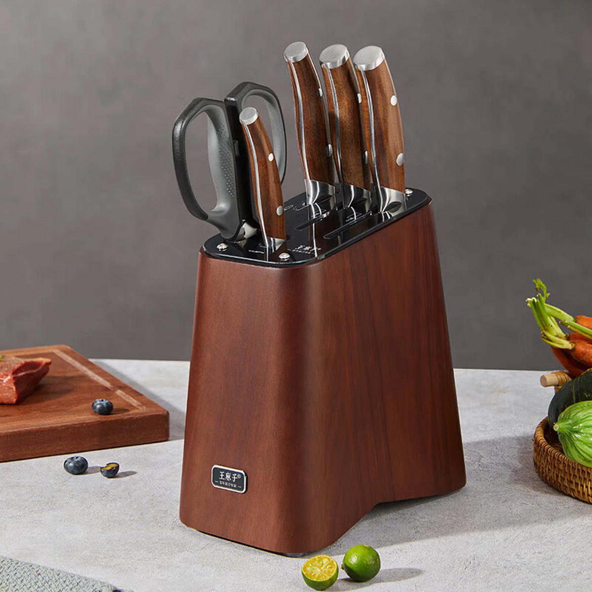 Ensemble de couteaux de cuisine professionnels Wangmazi, 7 pièces - Couteaux à découper - Couteau à os - Couteau à fruits - Ciseaux