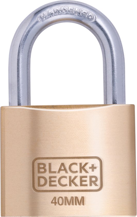 Cadenas avec clé - BLACK+DECKER - 40mm - 3 clés incluses - Serrure en laiton massif