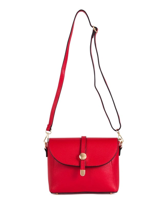 Sac à main en cuir italien Pia Sassi - Rouge - 25 x 19 x 8 cm