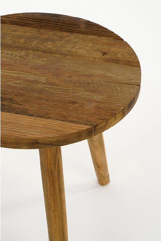 Table d'appoint - Mica Decorations - H43 x Ø40 cm - Bois recyclé - Marron