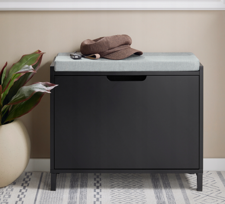 SoBuy Meuble à chaussures - Porte pliante avec 2 étagères réglables - Capacité de 113 kg - 60 x 24 x 52 cm - Noir