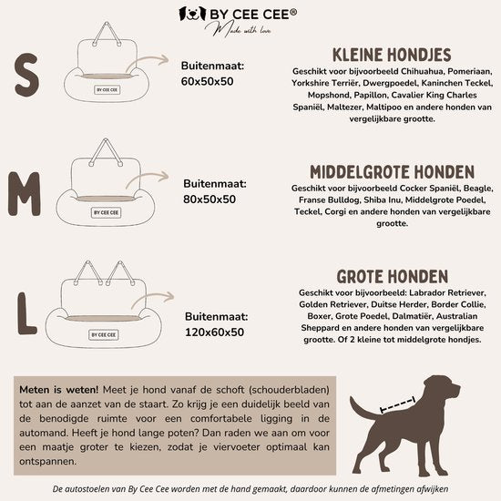 By Cee Cee Car Seat Dog - Premium Car Basket Dog - Dog Basket Car With Safety Strap - Dog Seat - Car Seat - All Season - Grey - Size L - Large Dogs