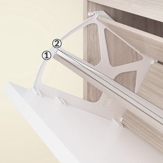 Armoire à chaussures - 3 volets - 115x60x24cm - 18 paires de chaussures - Chêne/Blanc