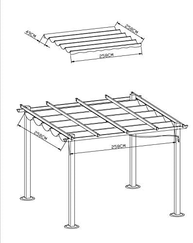 Toile de remplacement Angel Living - pergola et gazebo - polyester - 3 x 3 m - beige - 258 x 258 cm