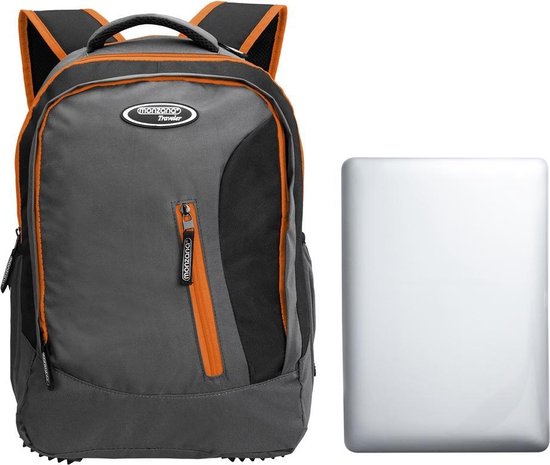 Sac à dos pour ordinateur portable - 34L avec port USB et compartiment pour ordinateur portable 15,6" - Gris / Orange