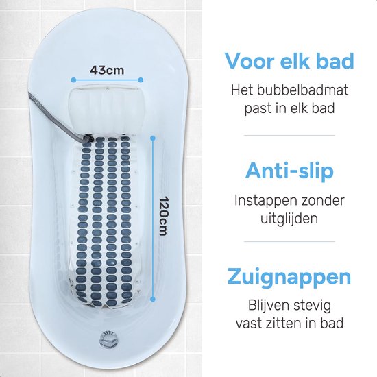 Tapis de bain à bulles pour le bain - Avec oreiller et télécommande - 6 positions - 110 jets - Tapis de jacuzzi - Massage - Tapis à bulles