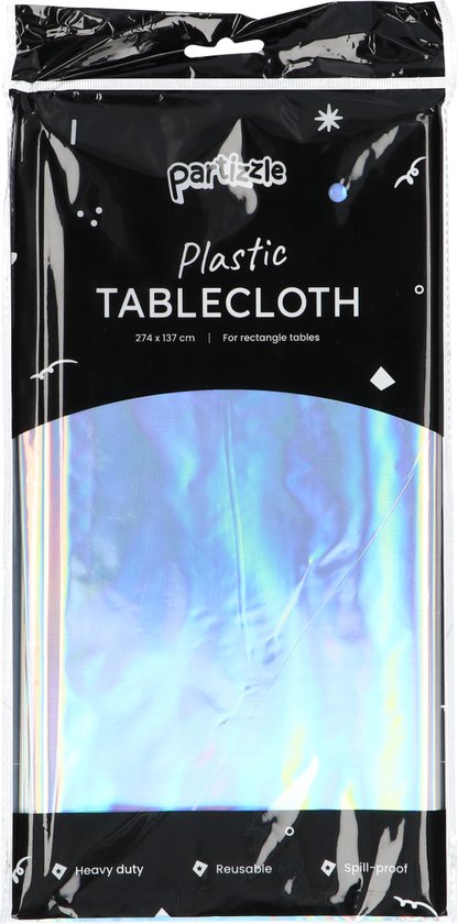 Partizzle 2x nappe plastique jetable - Décoration de fête licorne - Anniversaire sirène - Arc-en-ciel holographique - 274 x 137 cm