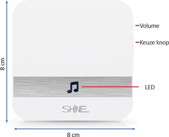 SHINE Gong Video doorbell - Carillon pour Maxi, Gologi, Living Needs, Aye Cam, Winnes, Zedar, Life Deco | Récepteur avec 52 mélodies - Blanc