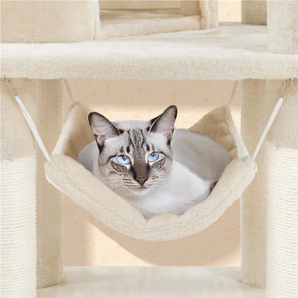 Yaheetech : Arbre à chat avec hamac et maisonnettes - Beige - 174,5 cm