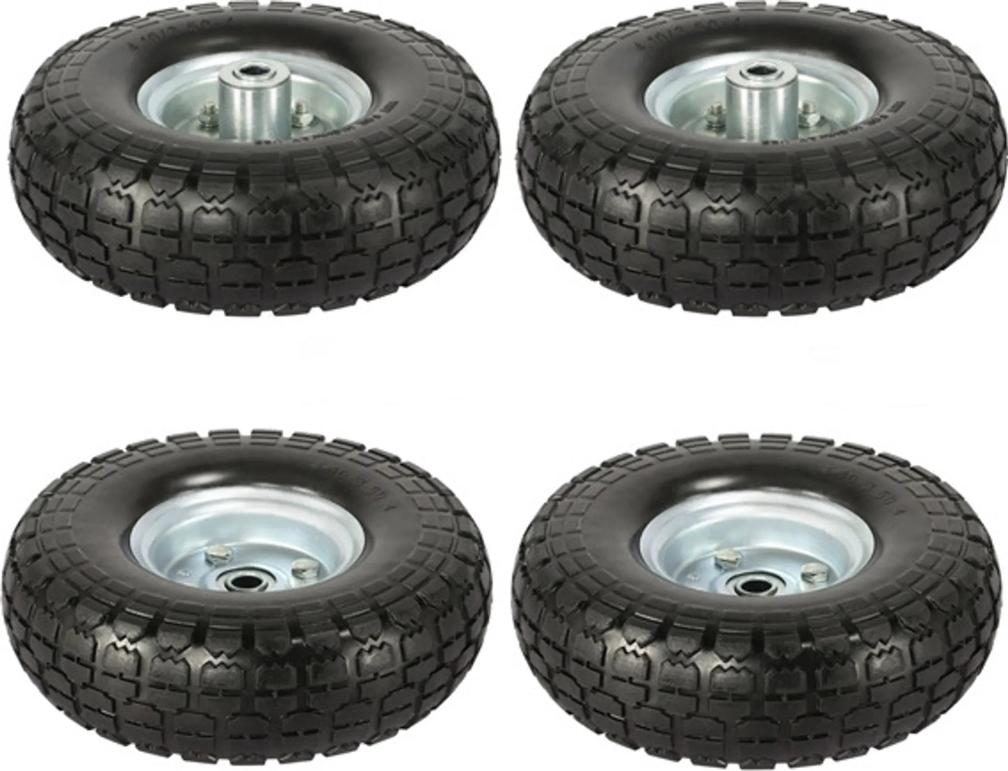 Yaheetech Roues de brouette Pneumatiques Lot de 4 - 25,5 x 25,5 x 8 cm - Avec jante en métal et profil en dents de scie et mécanisme de protection contre les fuites - Pour brouette et chariot de jardin - Caoutchouc noir et métal