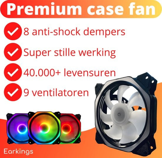 Ventilateur RGB pour PC - Ventilateur de boîtier 120mm 6-pin High Airflow - Ventilateur de boîtier d'ordinateur Earkings avec télécommande