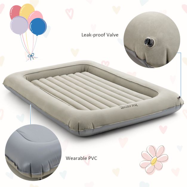 Lit de voyage gonflable pour enfant COAST - Lit 2-en-1 avec matelas intérieur amovible - 165 x 118 x 20 cm - Gris