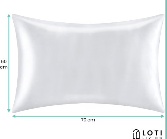 Loti Living Taies d'oreiller en satin - 2 pièces - blanches - soyeuses et anti-flocons - Taies d'oreiller - pour des cheveux brillants et une peau éclatante - 60x70 cm