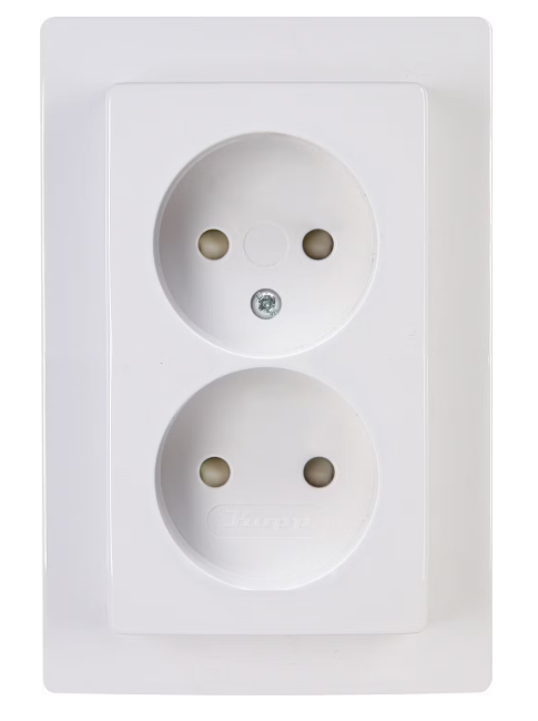 Prise murale double KOPP Paris RA 2 groupes - 80 x 80 mm - Blanc arctique