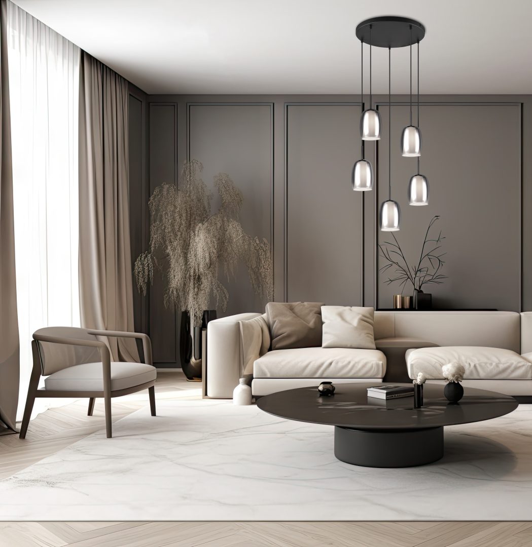 Trio Select Lampe suspendue Barret - Noir mat avec verre fumé - Ø48 cm - réglable jusqu'à 150 cm