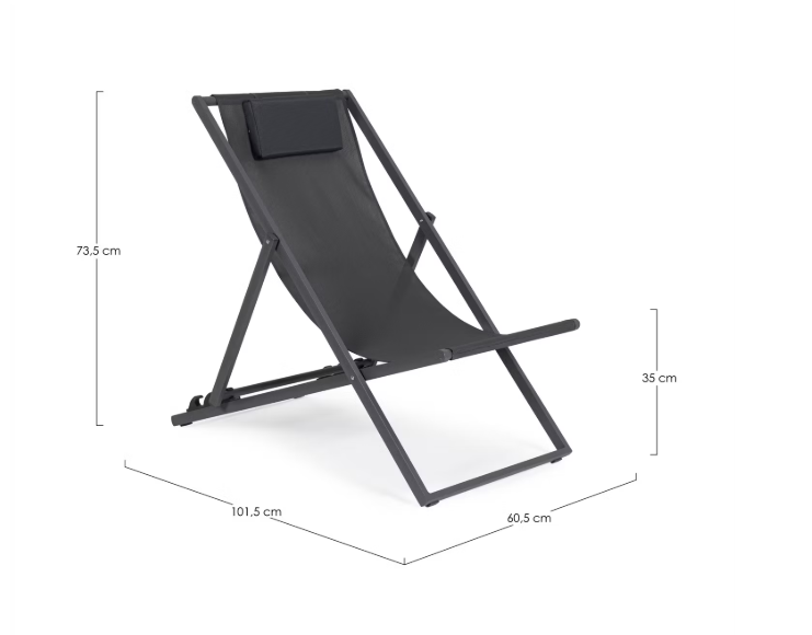 Bizzotto Lounger Taylor 65 x 200 x 102 - 42.5 cm | Gris foncé
