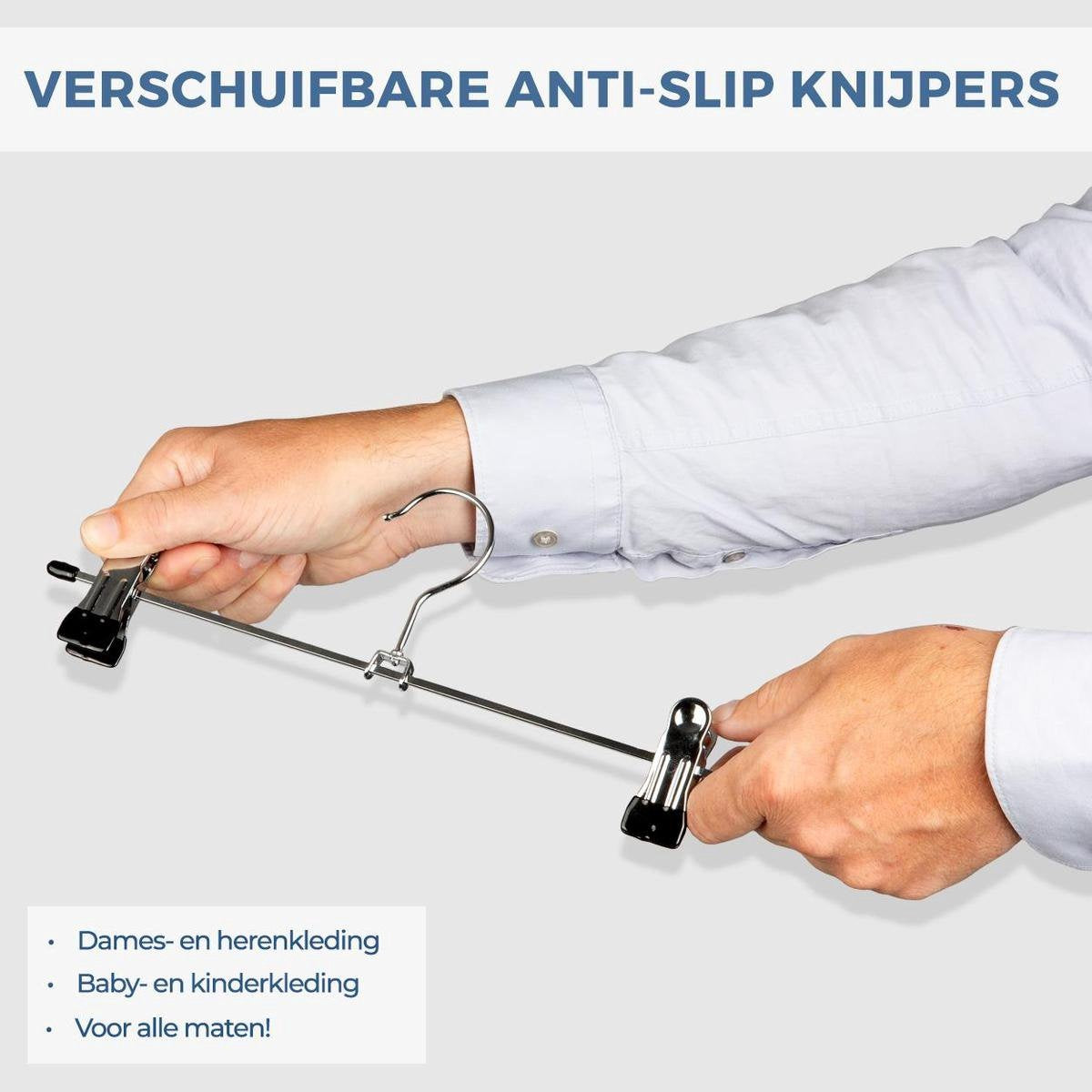 LifeGoods Cintres pour pantalons - 20 pièces - antidérapant - métal