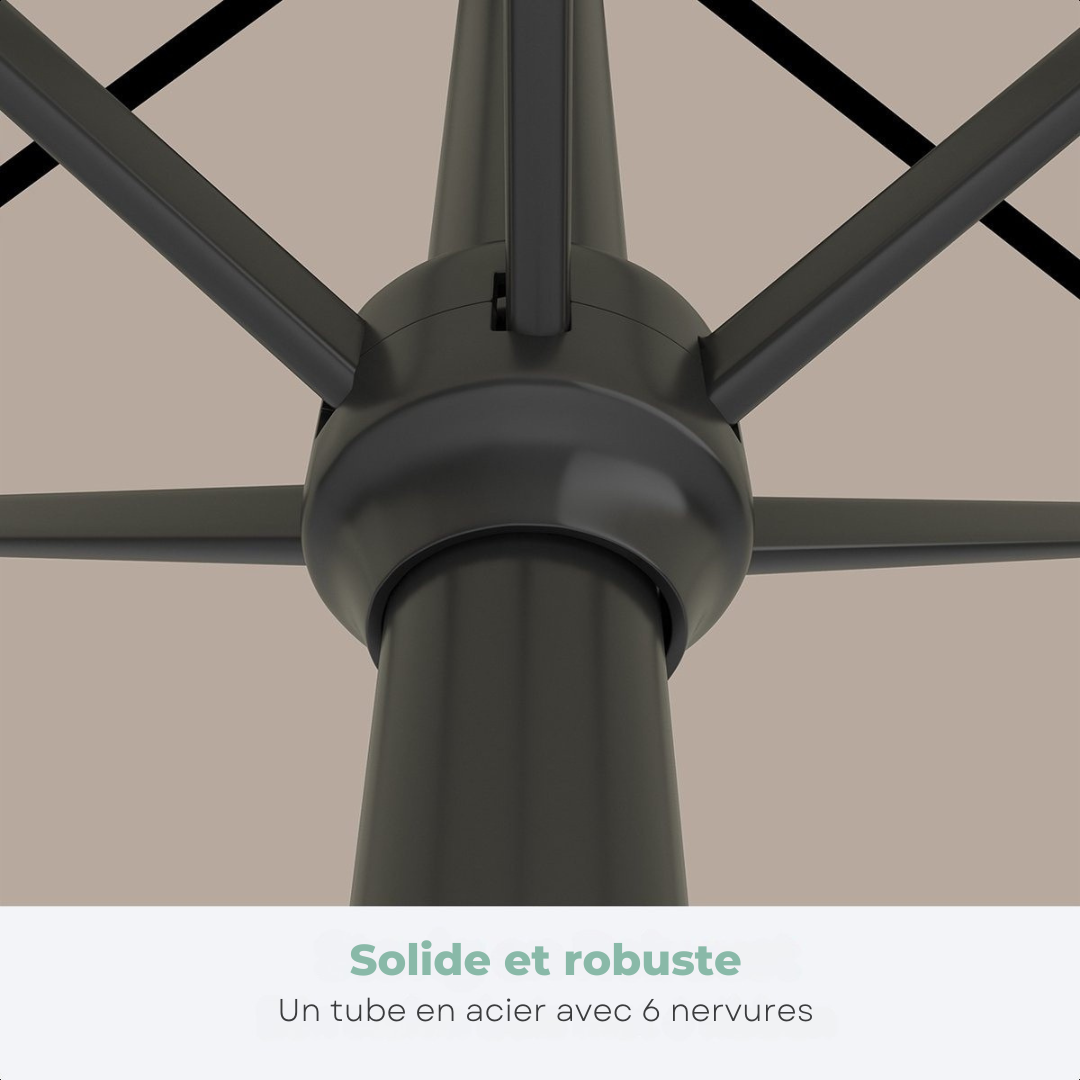 Parasol Lifegoods - 270x180cm - terasse et jardin -30° inclinable - imperméable - avec housse - Taupe