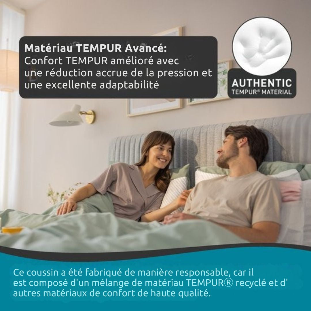 TEMPUR - Prima SmartCool Oreiller Medium TEMPUR - 60 x 50 cm - Technologie SmartCool - Soulagement de la pression et refroidissement - Textile blanc