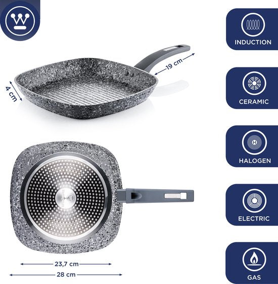 Westinghouse Poêle à griller induction - Ø 28 cm - Granit gris