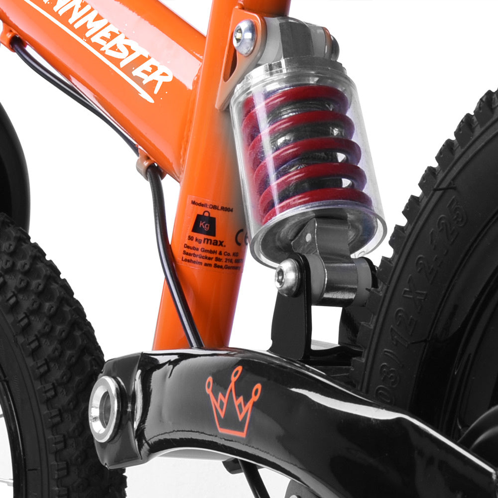 Vélo d'équilibre Deuba 'Renmeister' avec suspension et selle d'entraînement orange