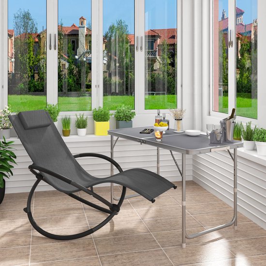 WOLTU table de camping table pliante table de jardin table de travail balcon hauteur réglable aluminium MDF gris CPT8122gr