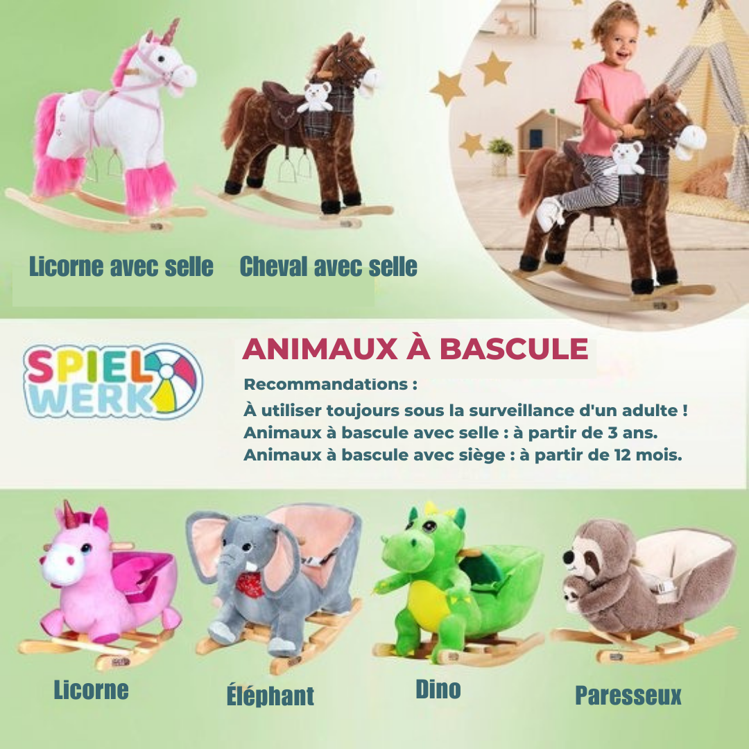 Spielwerk Rocking Chair Unicorn - Ceinture de sécurité à partir de 12m - Rose