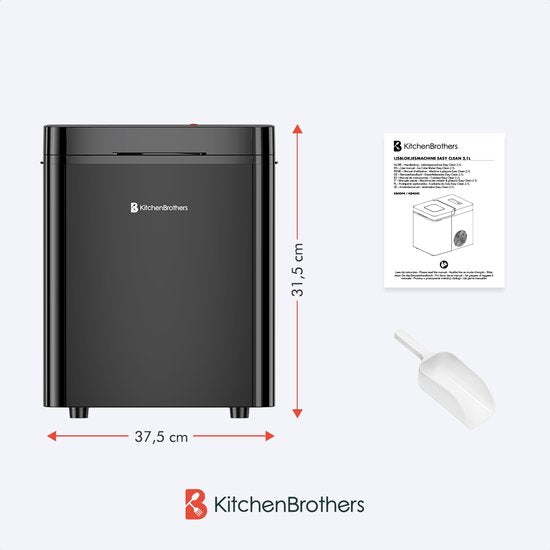 KitchenBrothers - 2.1L - Machine à glaçons - 15kg/24 heures - Portable - Machine à glaçons - Fonction auto-nettoyante - Noir