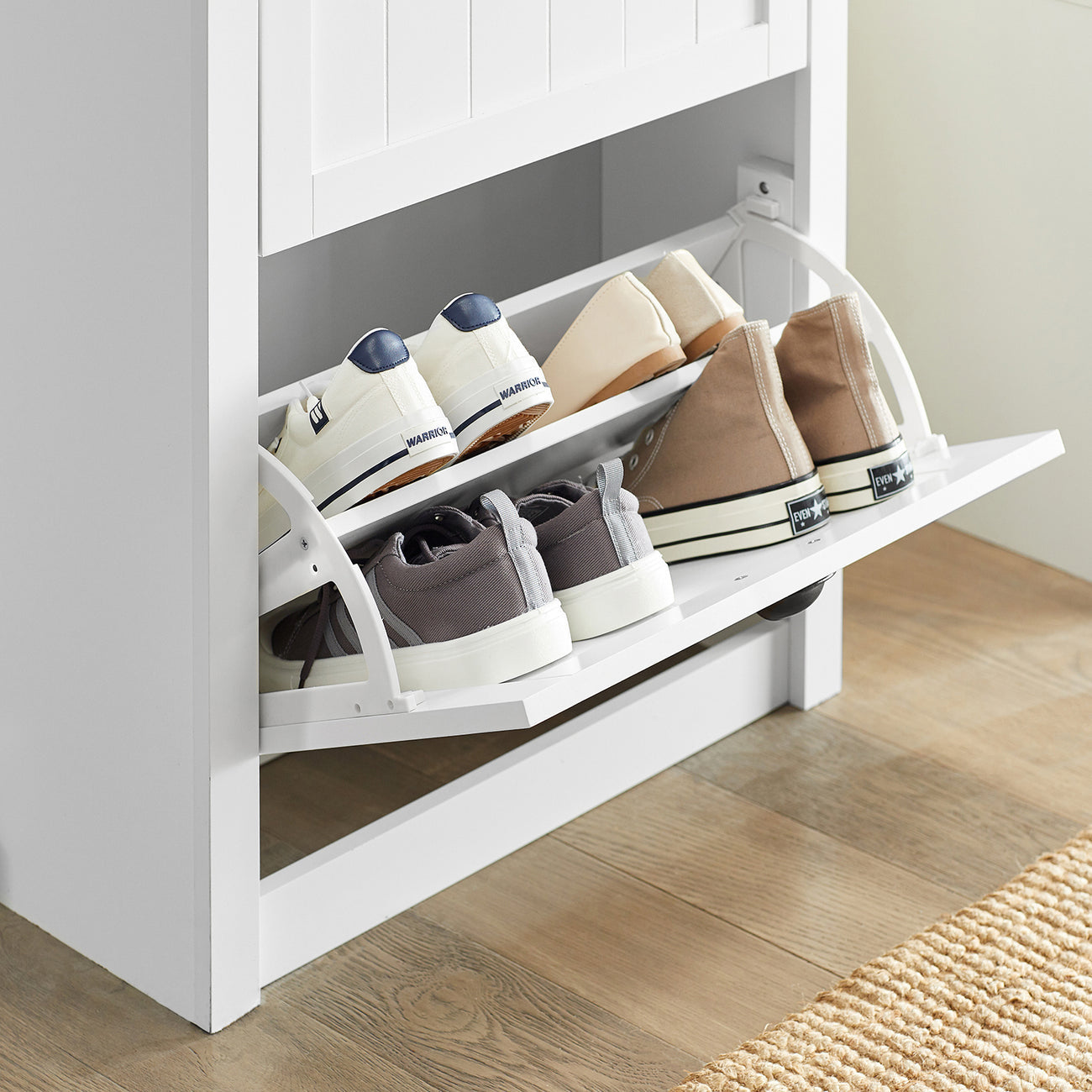 SoBuy FSR87-K-W Meuble à chaussures avec 2 abattants - 60 x 24 x 110 cm - Blanc