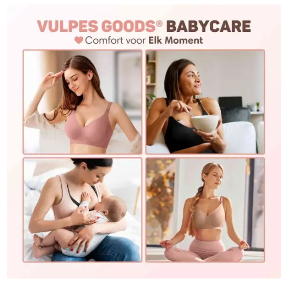 Vulpes Goods® - Soutien-gorge d'allaitement sans armatures - Taille large - Fermeture à une main, bretelles réglables et certification OEKO-TEX® - Pour l'allaitement et la grossesse - Mélange de coton crème