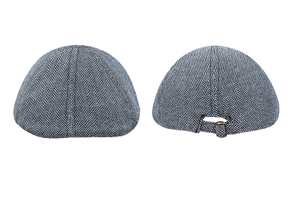 Casquette plate Milanoro en marine - Motif à chevrons intemporel - Chaud, respirant et élégant pour l'hiver