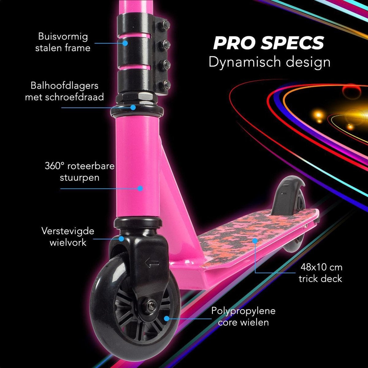 LifeGoods StuntRider - Scooter cascadeur - Étape 8+ Years - Roues 100mm - Garçons/Filles - Rose