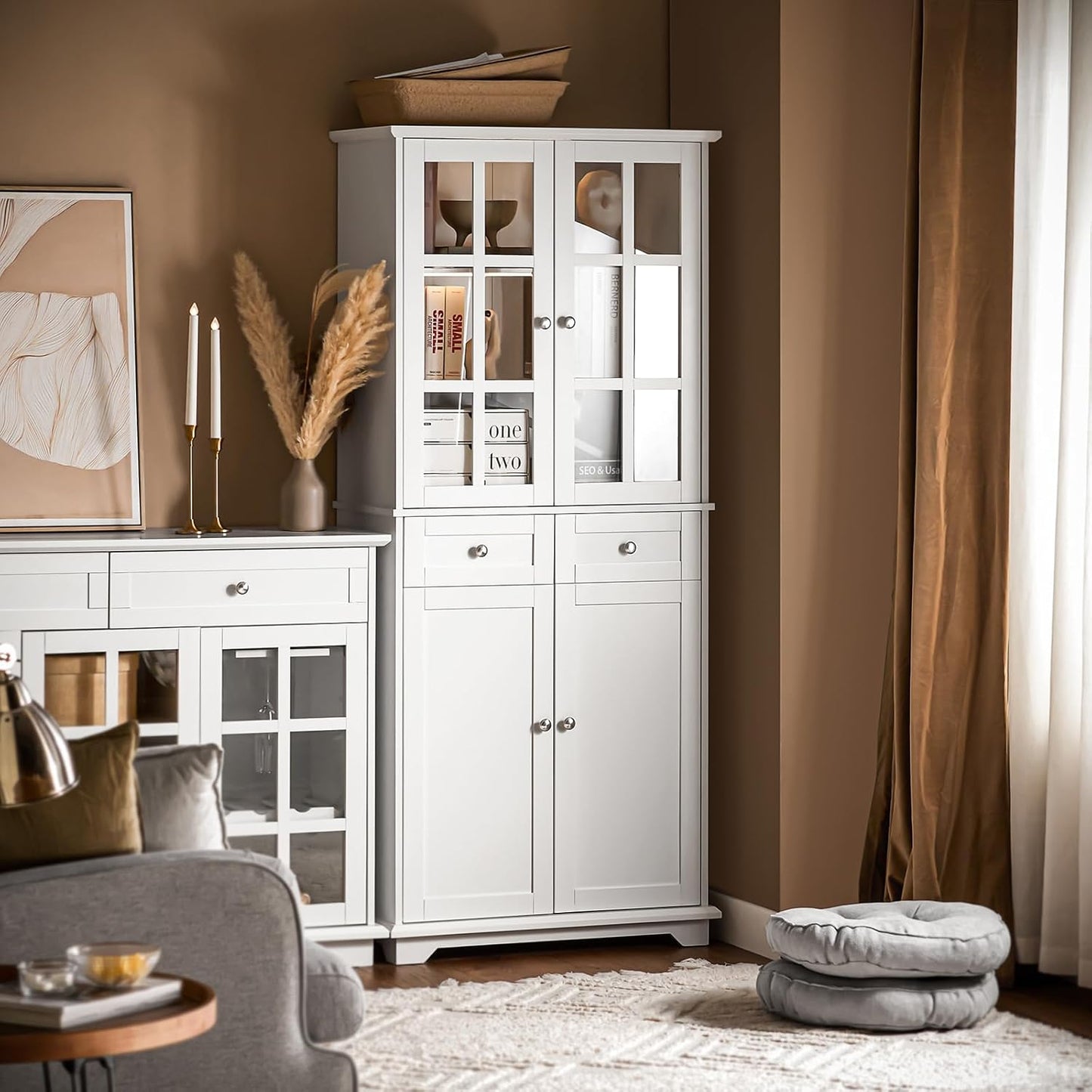 SoBuy Armoire de cuisine - FSB76-W - MDF - Max. 100kg - 75x40x175cm - Blanc