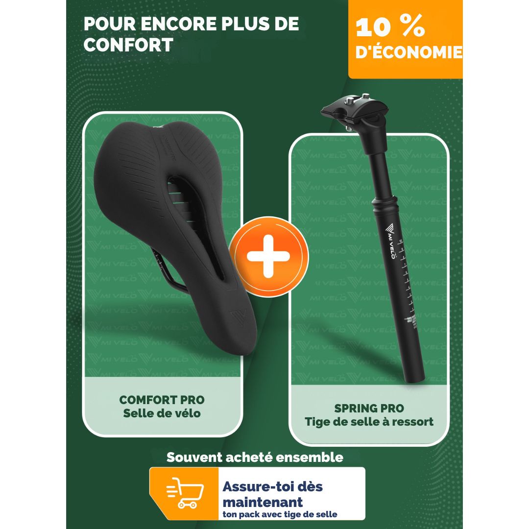 Selle de vélo - MIVELO Comfort Pro - Ergonomique - Mousse à mémoire de forme - Imperméable - 28 x 14 cm - Noir