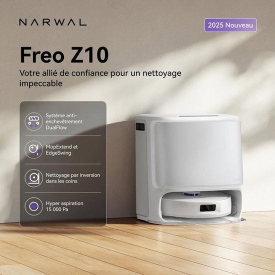 NARWAL Freo Z10 – Robot aspirateur et laveur de sol – Anti-enchevêtrement – 15 000 Pa