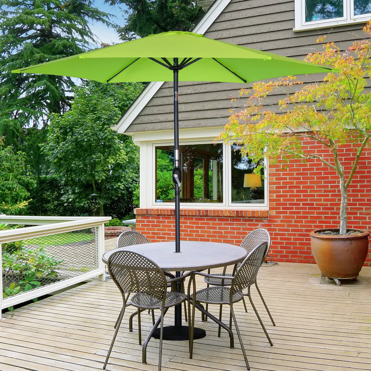 Parasol Angel Living 300 cm - rond - vert - armature en aluminium - toile en polyester 180 g/m² - UV50+