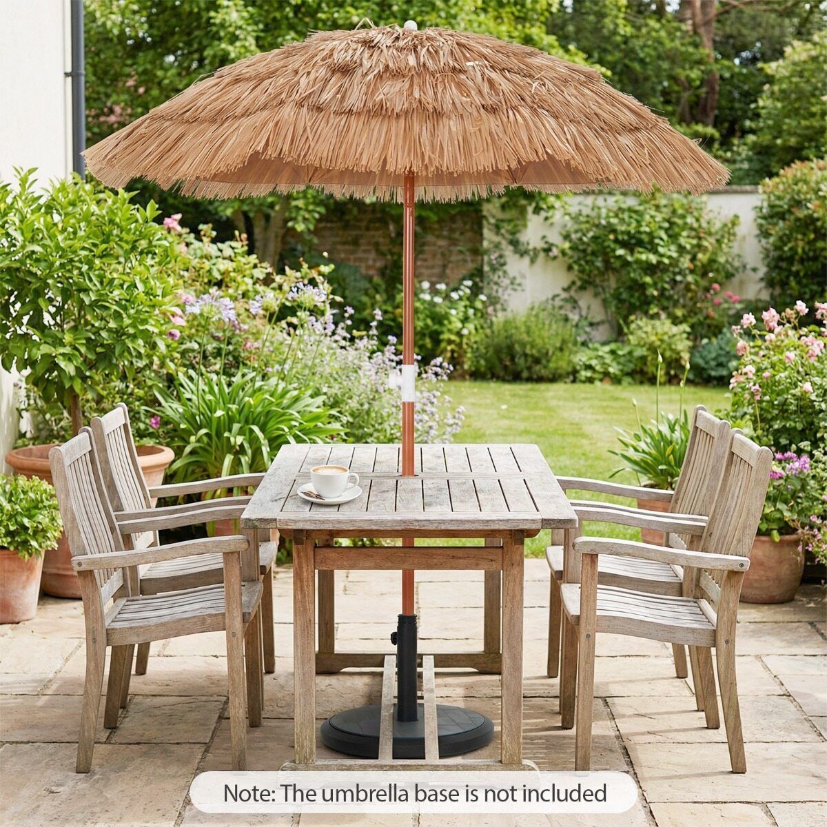 Ensemble de parasol Coast Hawaii - Parasol de plage inclinable - Aspect osier - Sac de transport inclus - 175 cm - Beige