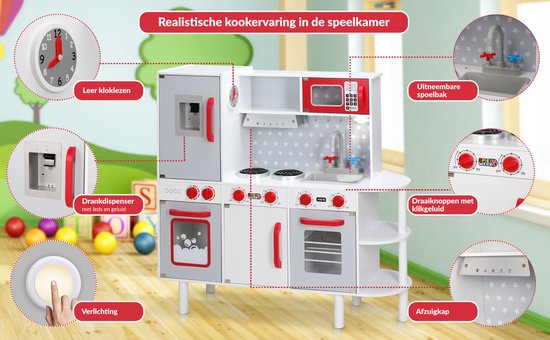Spielwerk Wooden Play Kitchen Junior Chef - Réaliste interactif - 38 pièces
