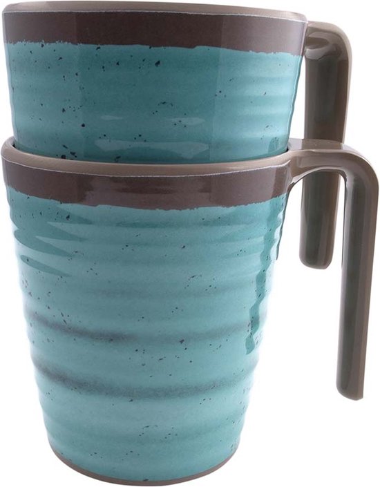 Bo-Camp - Mug - Halo - L - Mélamine - 4 pièces - Aqua