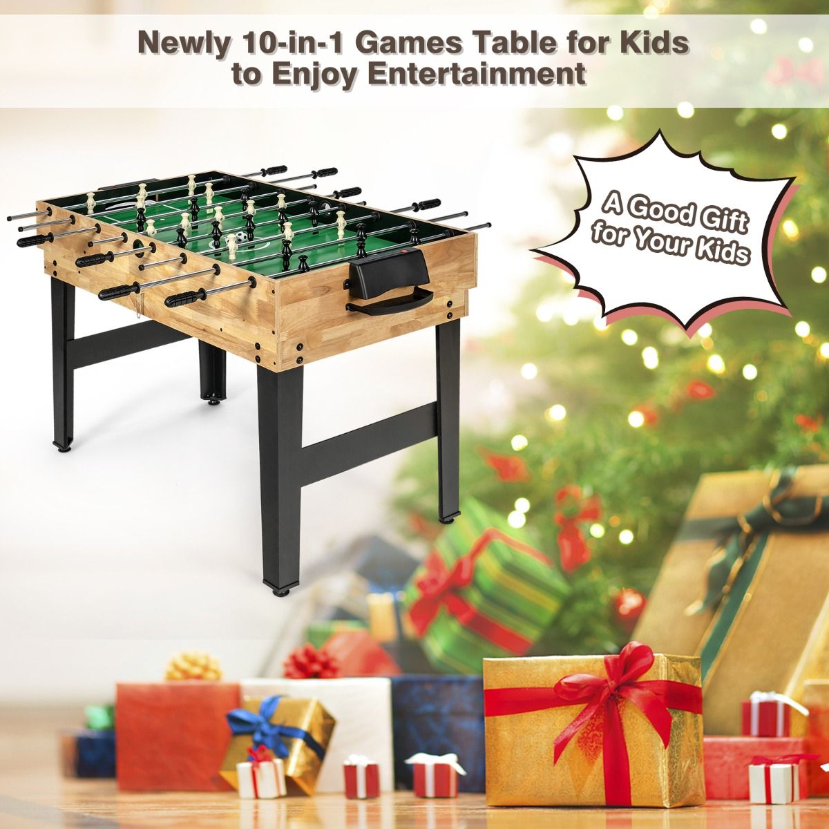 Table de jeux multifonctionnelle Coast - 10 jeux en 1 - Modèle empilable - Bois - 105,5 x 61 x 80 cm