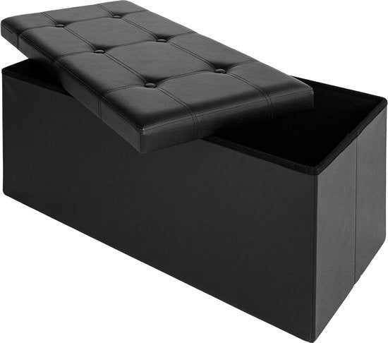 Banc de rangement Casaria - 80x40x40cm 100L Faux cuir - Noir