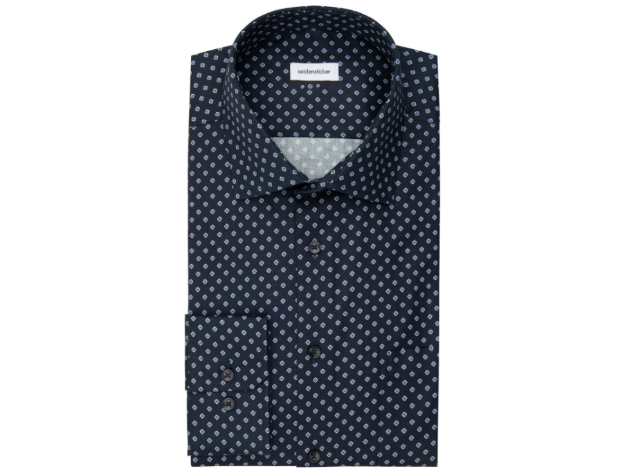 Seidensticker Business Shirt Navy Blue - Taille 43 - Coupe régulière avec col Kent - 100% coton - Manches extra longues