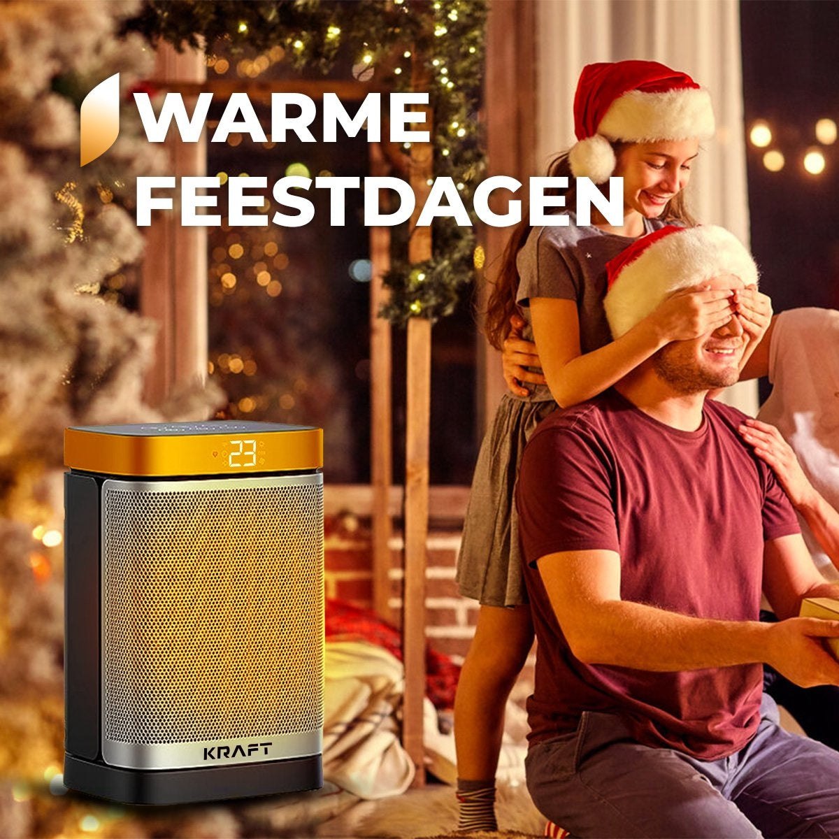 KRAFT Réchaud électrique - Réchaud à ventilateur céramique - Chauffage - Chauffe-terrasse - Chauffage électrique - 1500W - Fonction de rotation 70