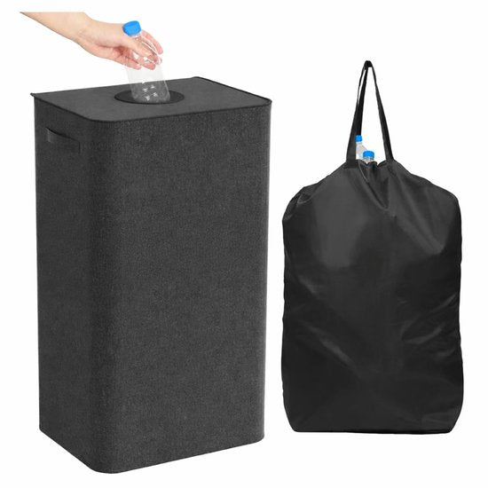 Conteneur à consignes Ceruzo – 100 L – Avec sac amovible pour bouteilles vides – Pliable – Noir