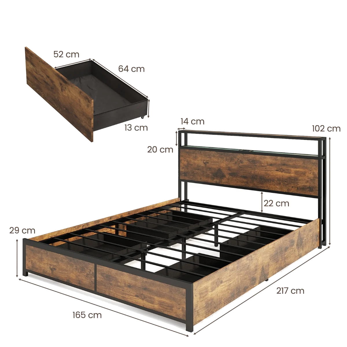 Sommier Coast - 2 personnes - 160 x 200 cm - Industriel - Max. 500 kg