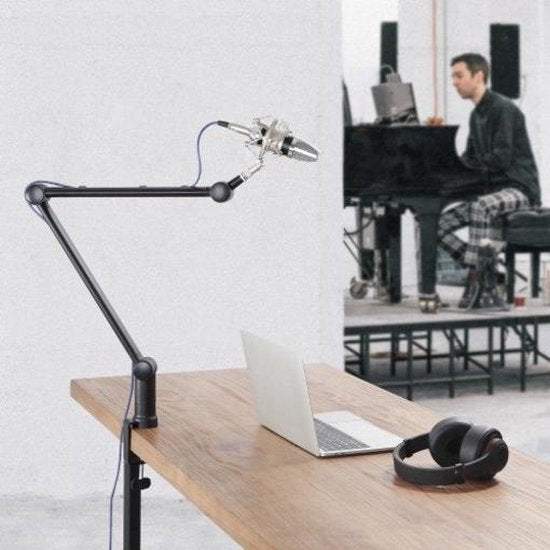Bras de microphone professionnel réglable pour vlogging podcasting broadcasting gaming