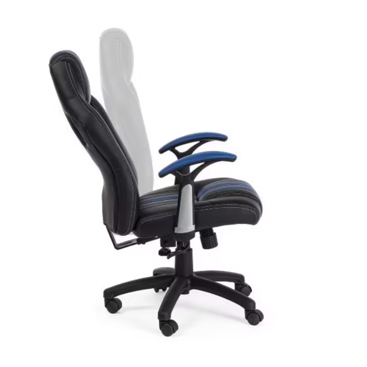 Bizzotto Spider Chaise pivotante - Avec accoudoirs - 64,5 x 63 x 111-121 cm - Noir avec bleu