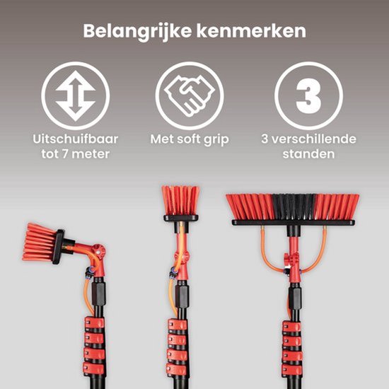 Balai à eau télescopique Nexxt - Brosse à eau - 7 m - Orange
