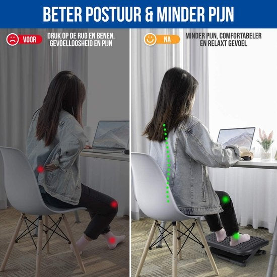 Strex Repose-pieds ergonomique avec rouleaux de massage - réglable - antidérapant - Support pour les pieds Bureau