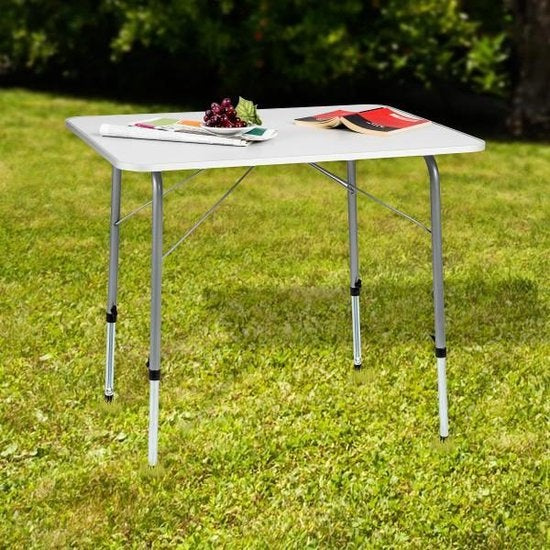 Table de camping, Tectake®, pliante, dimensions 80 x 60 x 68 cm, blanc